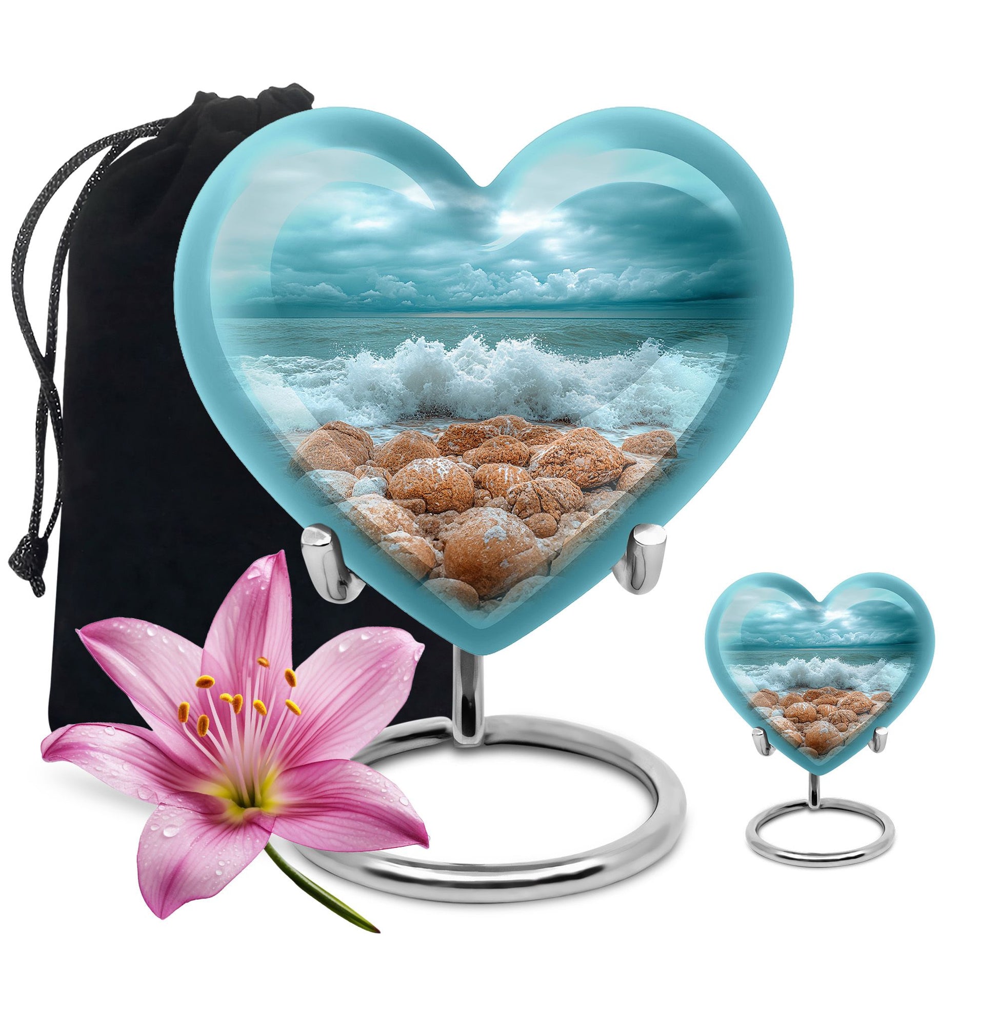Sea Theme Large Urn With 1 Keepsake Urn