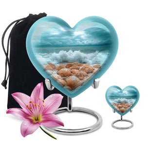 Sea Theme Large Urn With 1 Keepsake Urn