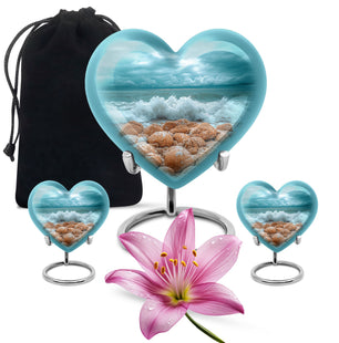 Sea Theme Large Urn With 2 Keepsake Urn