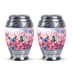 Blue Butterfly Meadow- Butterfly Urn Teardrop Shape Urn For Ashes