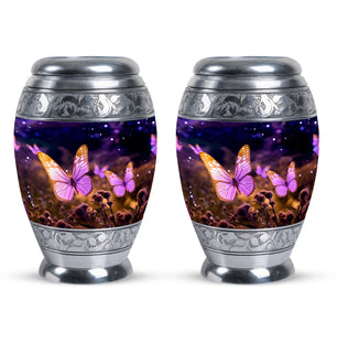Pink Butterfly Meadow - Butterfly Urn Teardrop Cremation Urn For Ashes