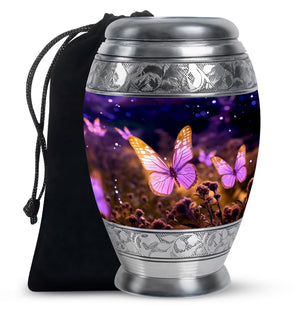 Pink Butterfly Meadow - Butterfly Urn Teardrop Cremation Urn For Ashes