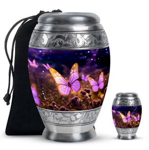 Pink Butterfly Meadow - Butterfly Urn Teardrop Cremation Urn For Ashes