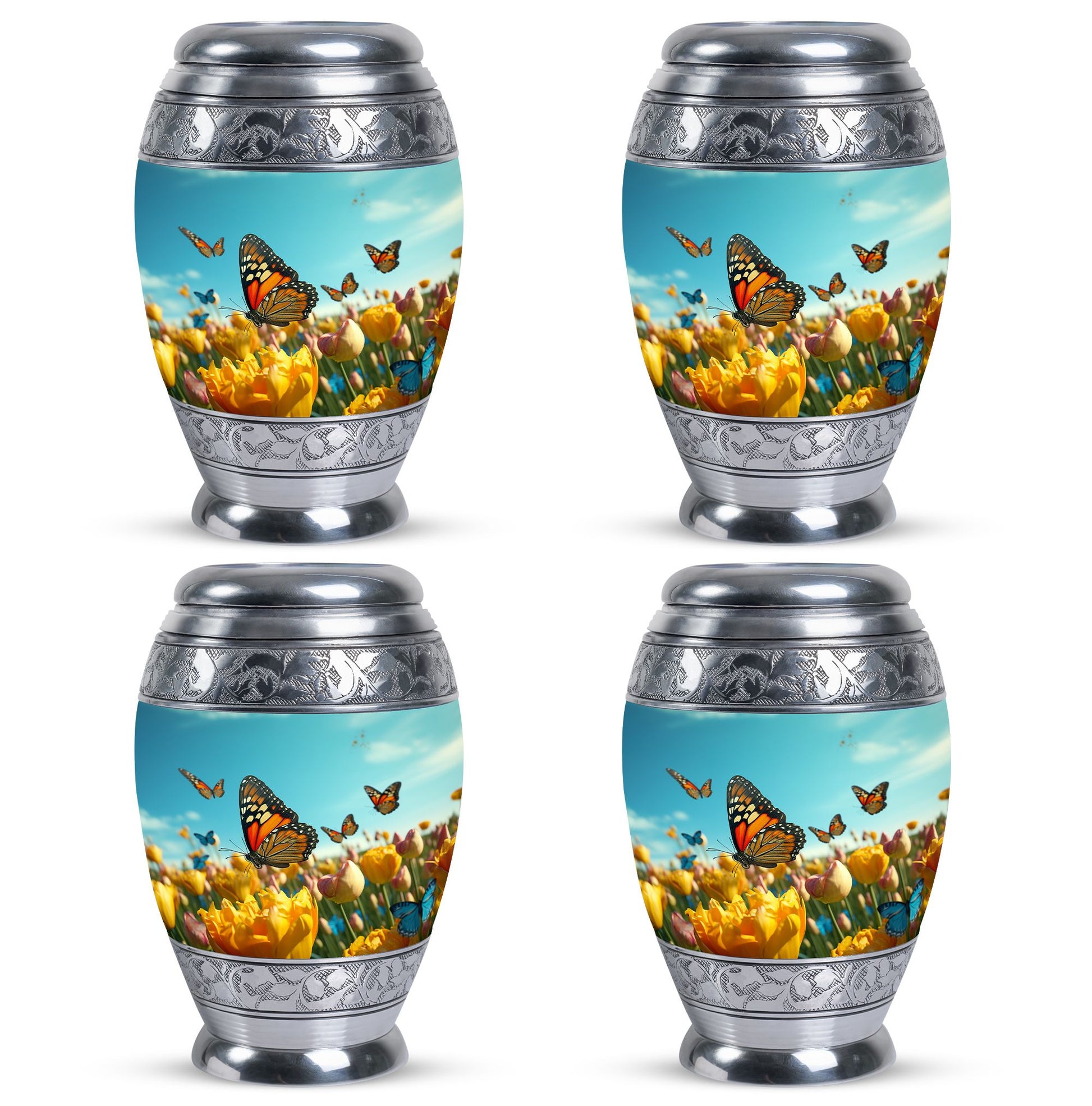 Butterflies Fly In A Meadow Large Teardrop Urn For Ashes