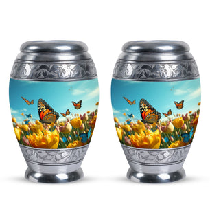Butterflies Fly In A Meadow Large Teardrop Urn For Ashes