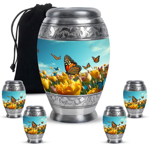 Butterflies Fly In A Meadow Large Teardrop Urn For Ashes