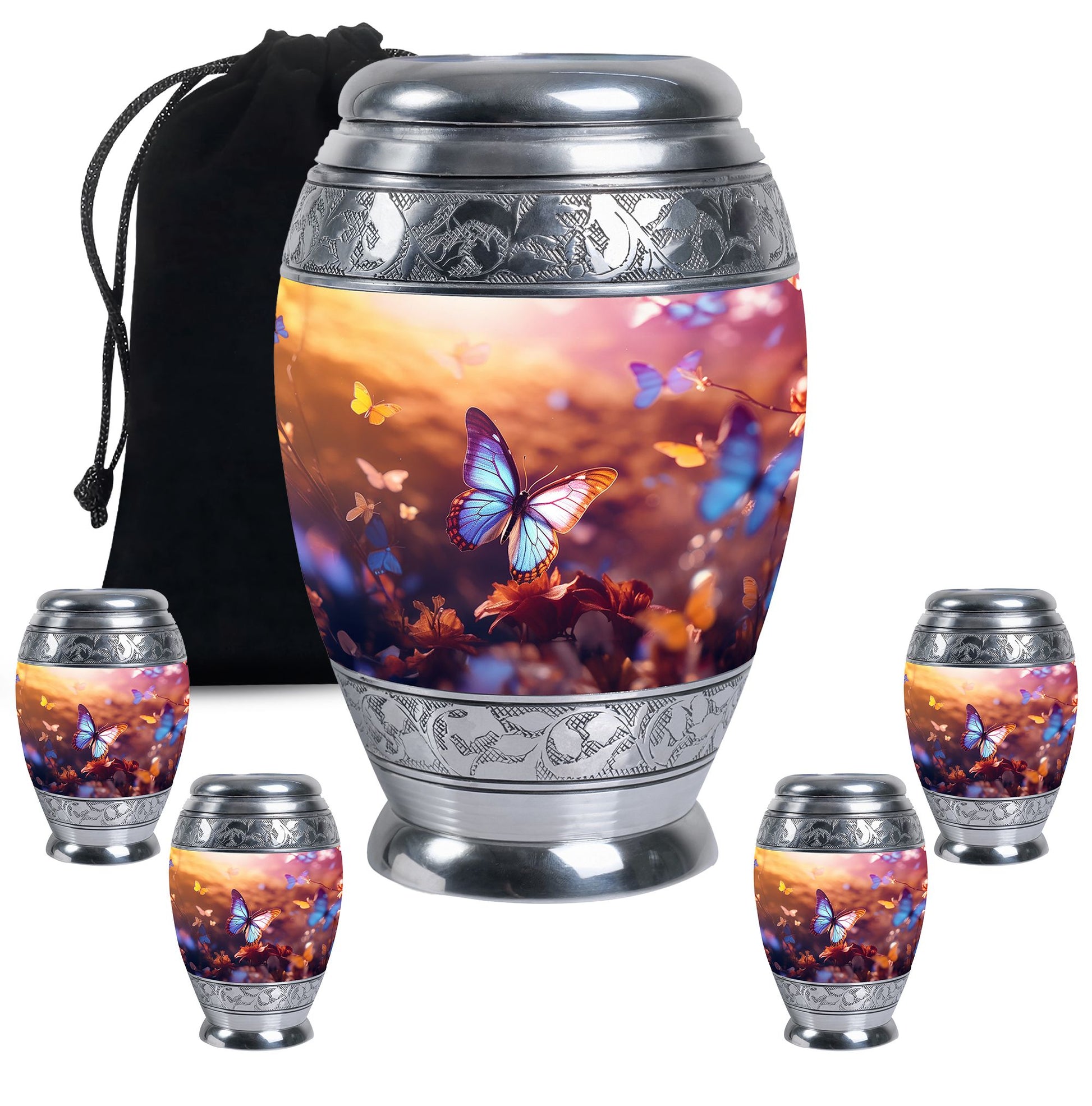 Blue Butterlies- Butterfly Urn Teardrop Cremation Urn