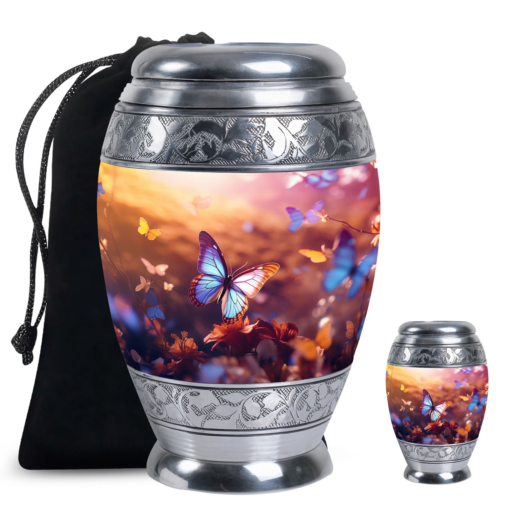 Blue Butterlies- Butterfly Urn Teardrop Cremation Urn
