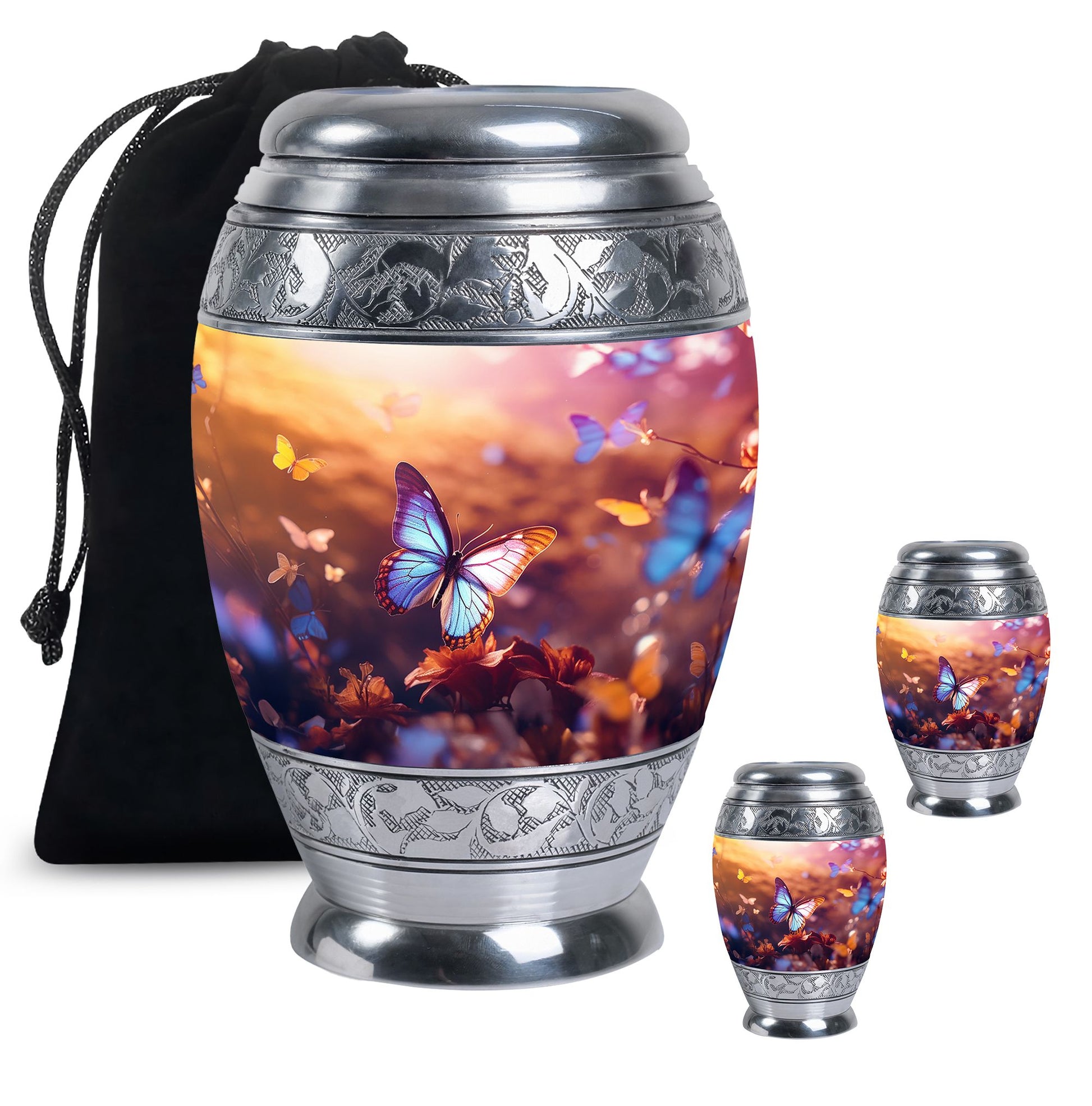 Blue Butterlies- Butterfly Urn Teardrop Cremation Urn
