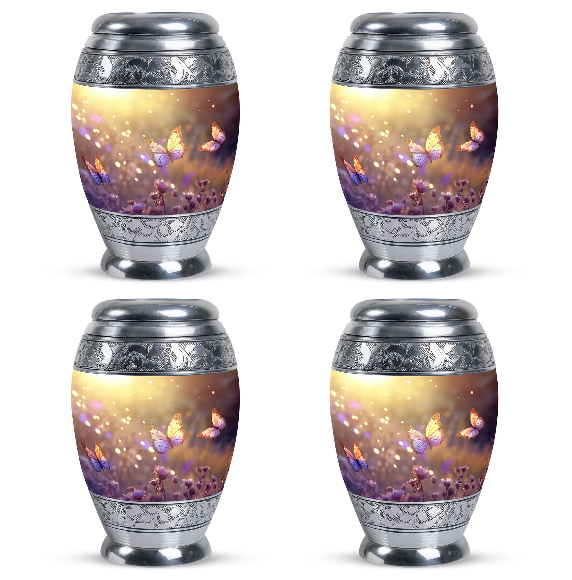 Butterflies Fly In A Sunset Meadow Teardrop Cremation Urn For Ashes