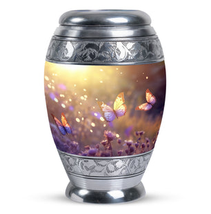 Butterflies Fly In A Sunset Meadow Teardrop Cremation Urn For Ashes