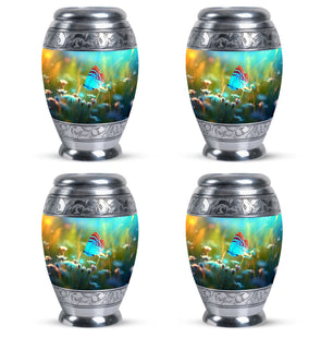 Purple Butterflies On Purple Meadow Teardrop Cremation Urn