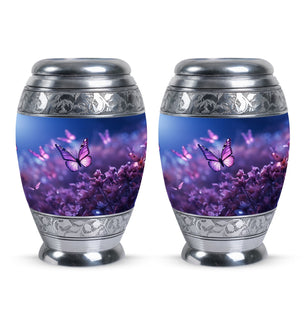 Butterflies Fly Sunset Meadow Teardrop Shaped Urns For Ashes