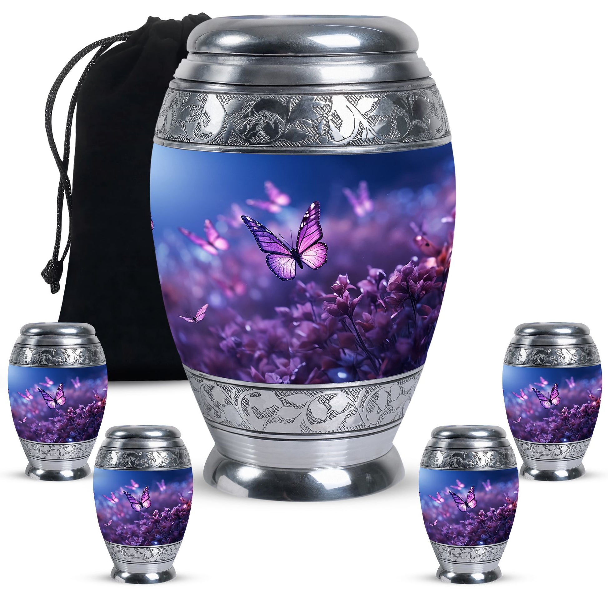 Butterflies Fly Sunset Meadow Teardrop Shaped Urns For Ashes