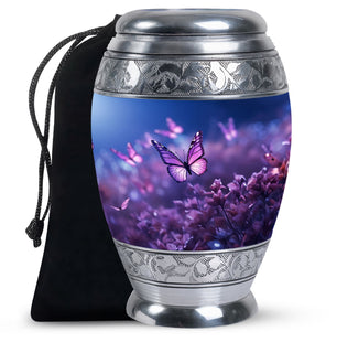 Butterflies Fly Sunset Meadow Teardrop Shaped Urns For Ashes