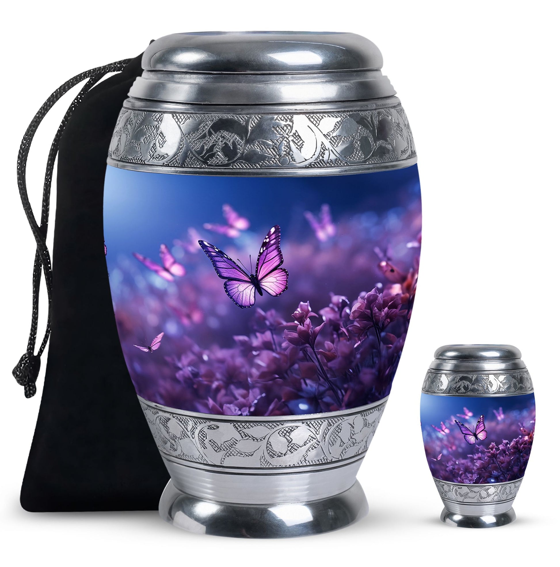 Butterflies Fly Sunset Meadow Teardrop Shaped Urns For Ashes