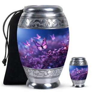 Butterflies Fly Sunset Meadow Teardrop Shaped Urns For Ashes