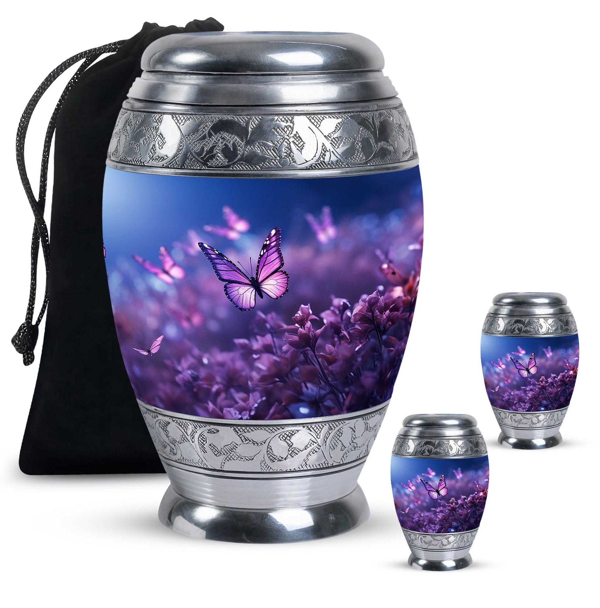 Butterflies Fly Sunset Meadow Teardrop Shaped Urns For Ashes