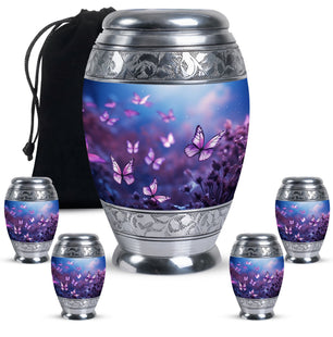 Butterflies On A Magical Forest Teardrop Cremation Urn For Ashes