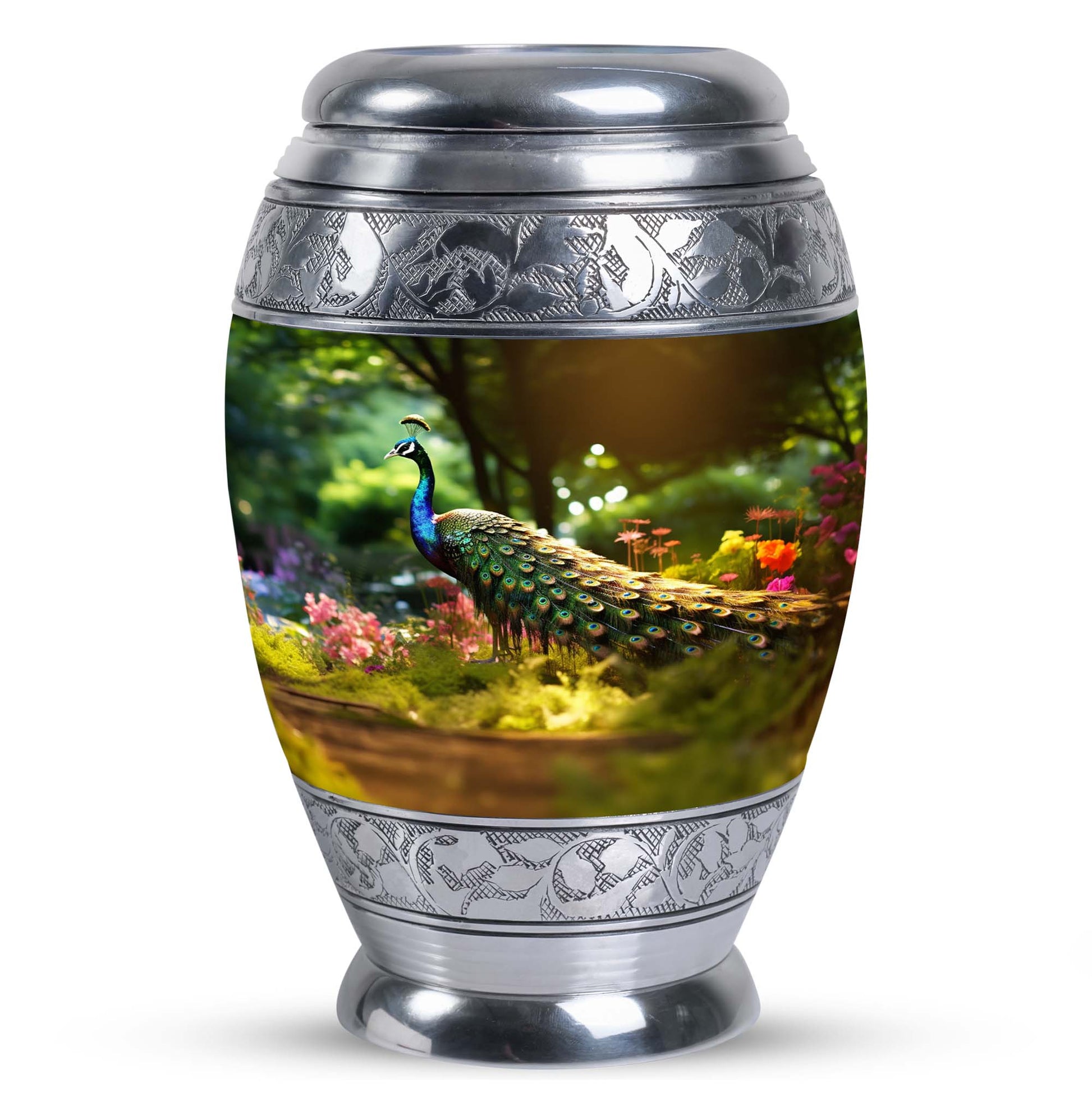 Colorfull Peacock Garden - Peacock Urn Teardrop Shaped Urns For Ashes