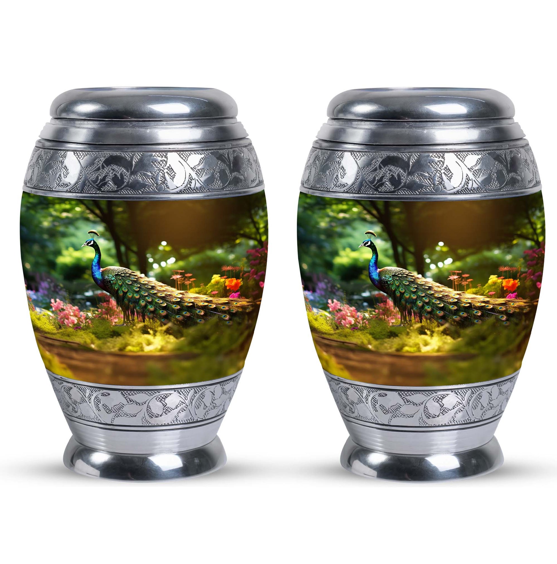 Colorfull Peacock Garden - Peacock Urn Teardrop Shaped Urns For Ashes