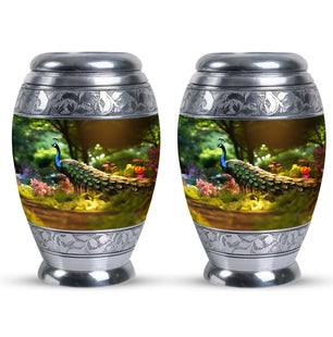 Colorfull Peacock Garden - Peacock Urn Teardrop Shaped Urns For Ashes