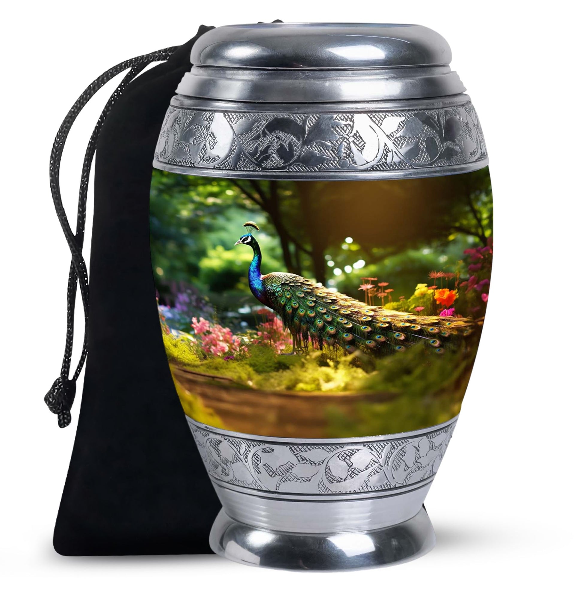 Colorfull Peacock Garden - Peacock Urn Teardrop Shaped Urns For Ashes