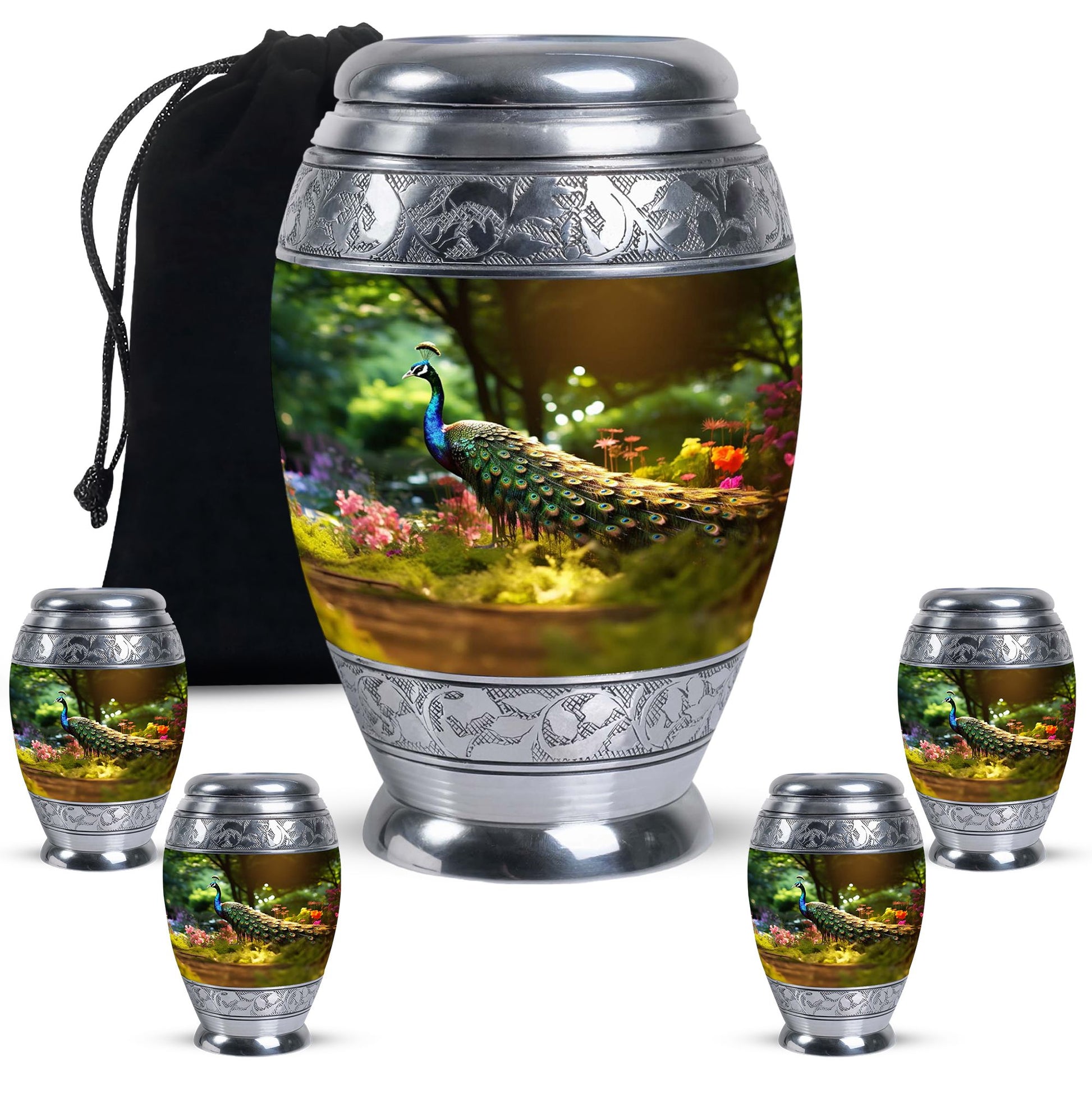 Colorfull Peacock Garden - Peacock Urn Teardrop Shaped Urns For Ashes