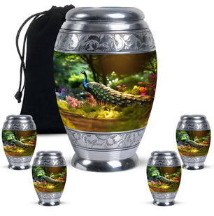 Colorfull Peacock Garden - Peacock Urn Teardrop Shaped Urns For Ashes