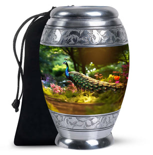 Colorfull Peacock Garden - Peacock Urn Teardrop Shaped Urns For Ashes