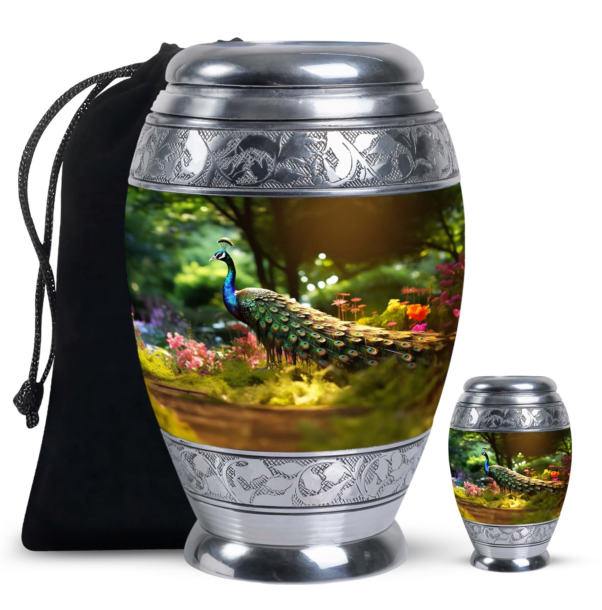 Colorfull Peacock Garden - Peacock Urn Teardrop Shaped Urns For Ashes