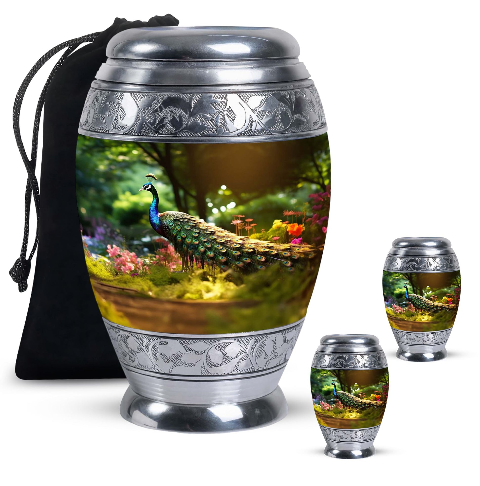 Colorfull Peacock Garden - Peacock Urn Teardrop Shaped Urns For Ashes