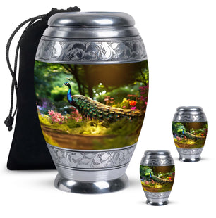 Colorfull Peacock Garden - Peacock Urn Teardrop Shaped Urns For Ashes