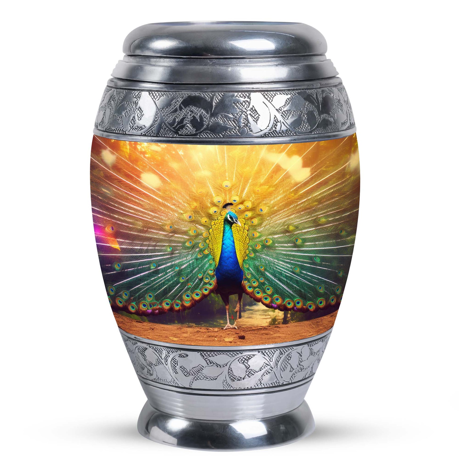 Glorious Peacock - Peacock Urn Teardrop Cremation Urn
