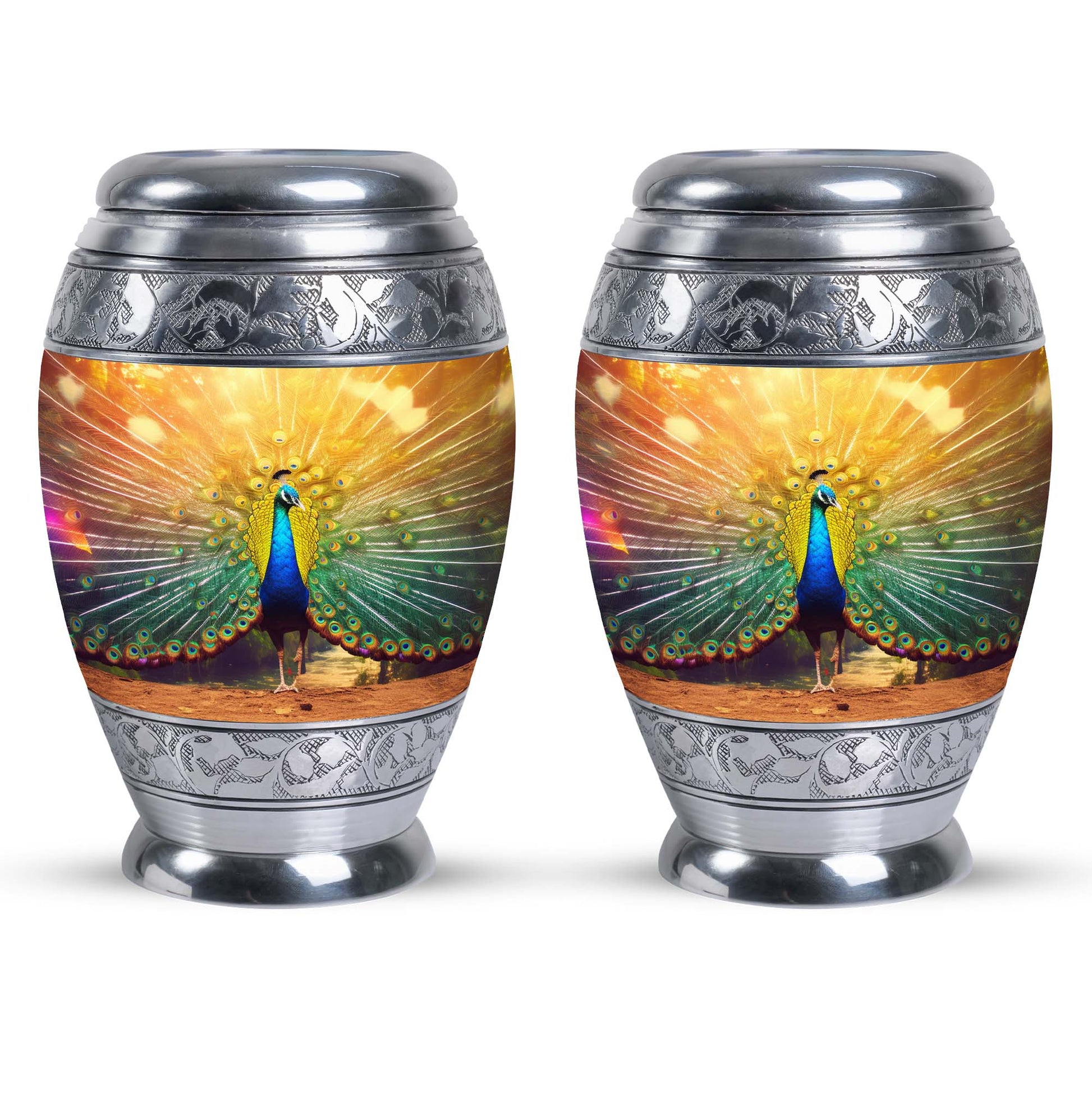 Glorious Peacock - Peacock Urn Teardrop Cremation Urn