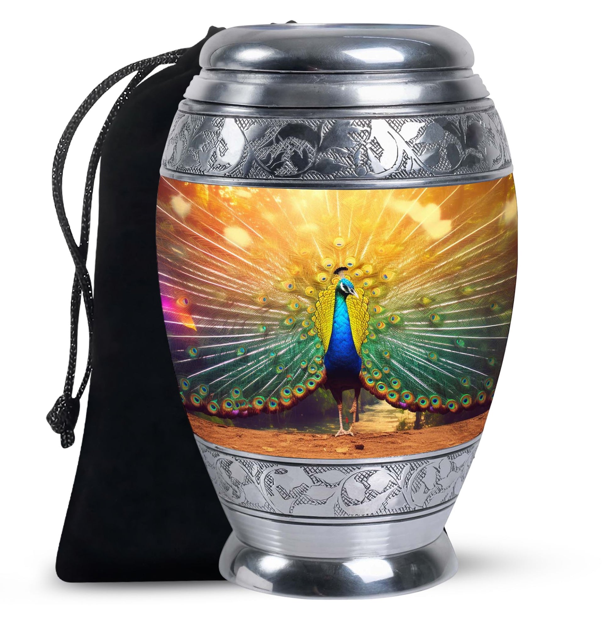 Glorious Peacock - Peacock Urn Teardrop Cremation Urn