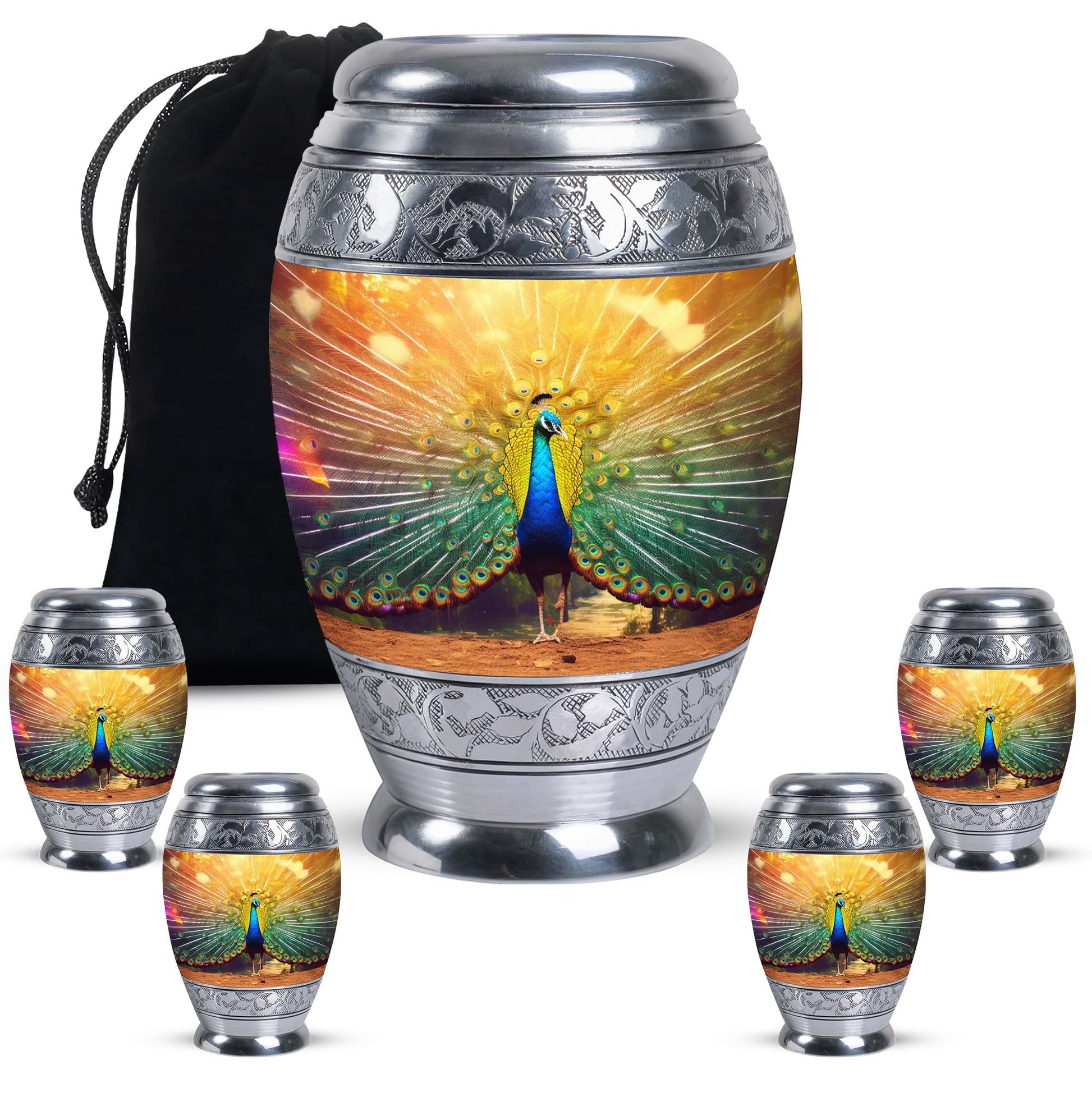 Glorious Peacock - Peacock Urn Teardrop Cremation Urn