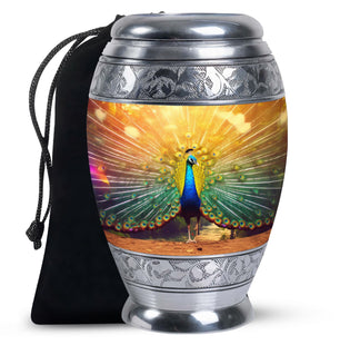 Glorious Peacock - Peacock Urn Teardrop Cremation Urn