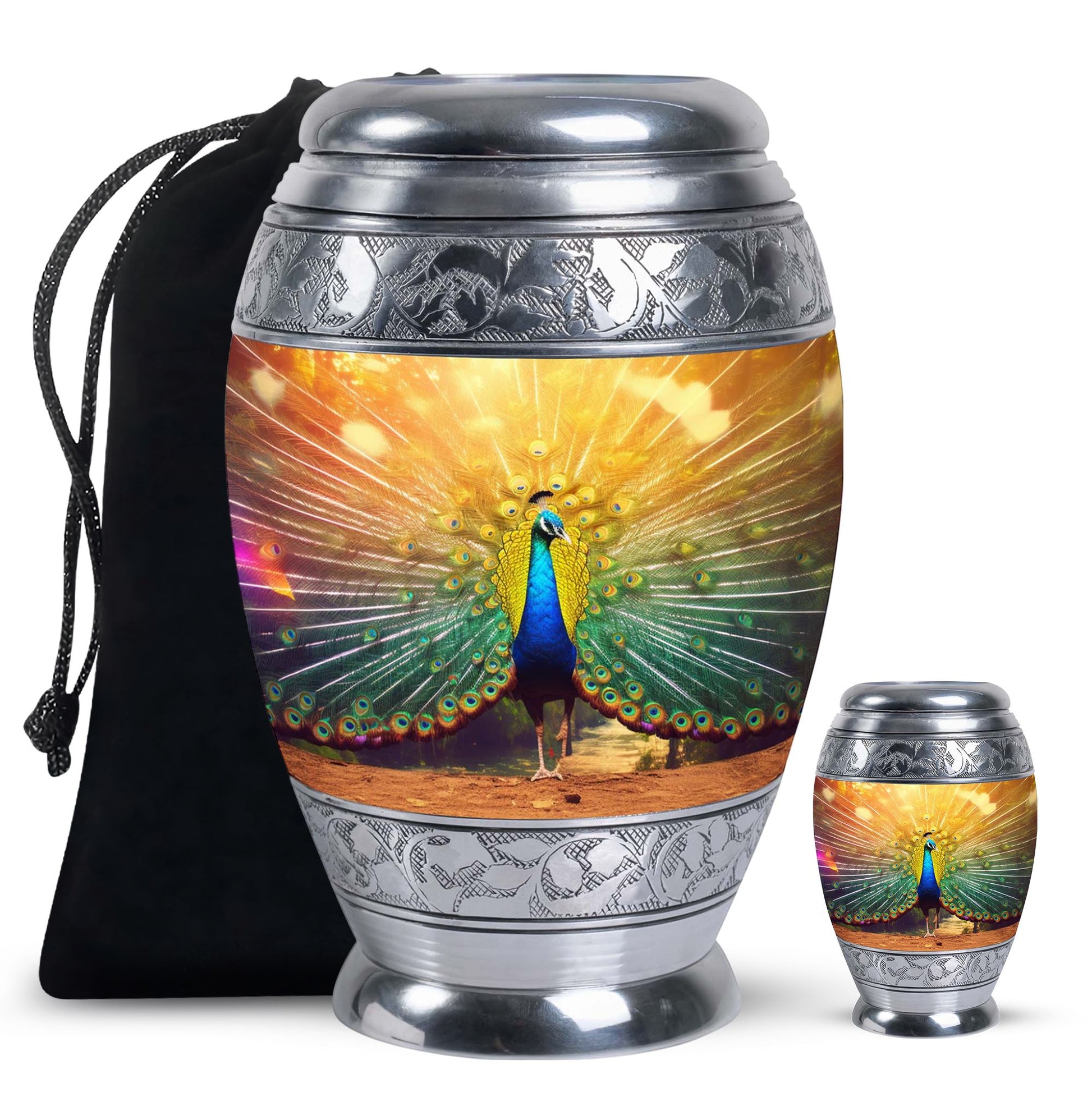 Glorious Peacock - Peacock Urn Teardrop Cremation Urn
