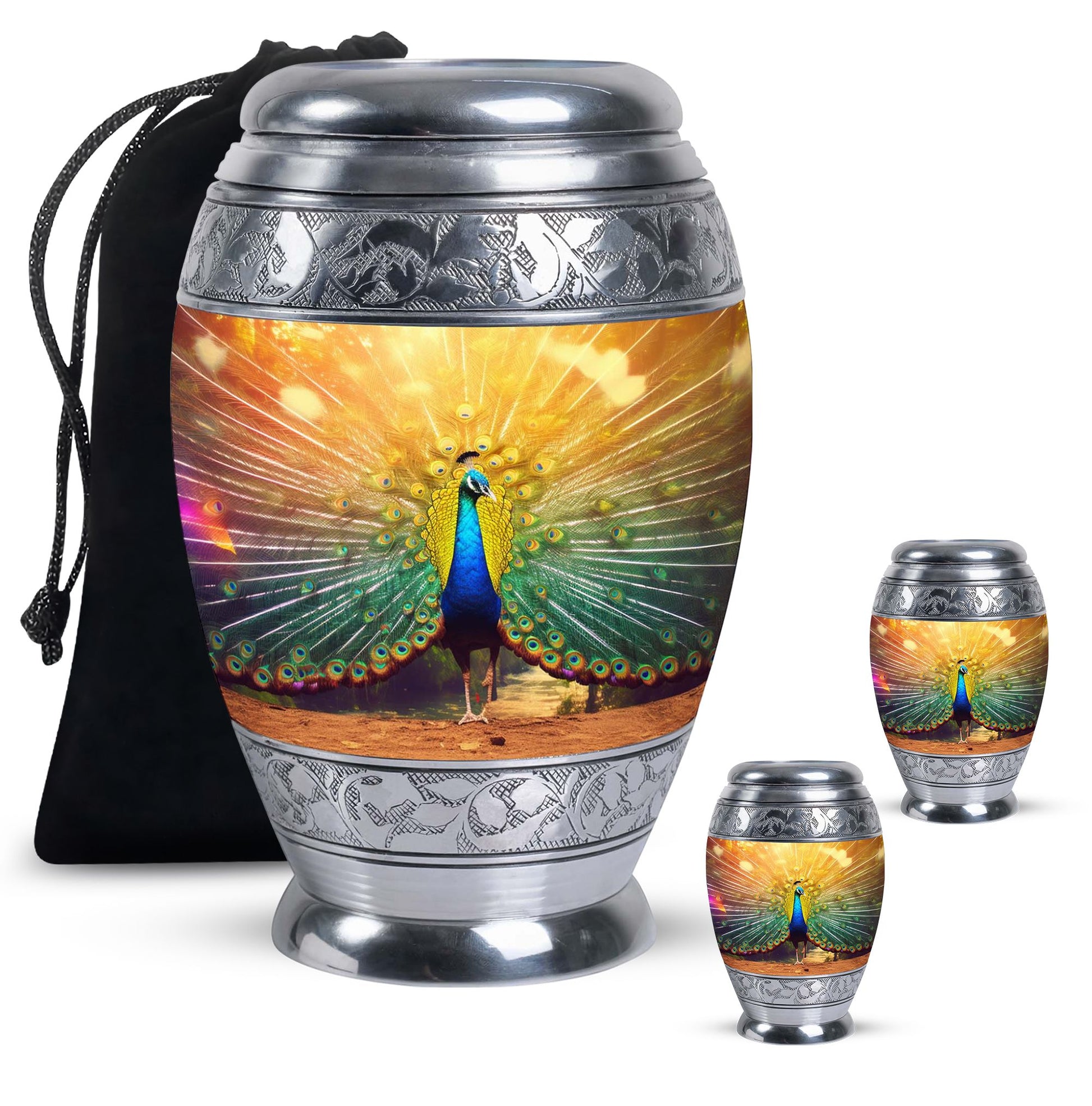 Glorious Peacock - Peacock Urn Teardrop Cremation Urn