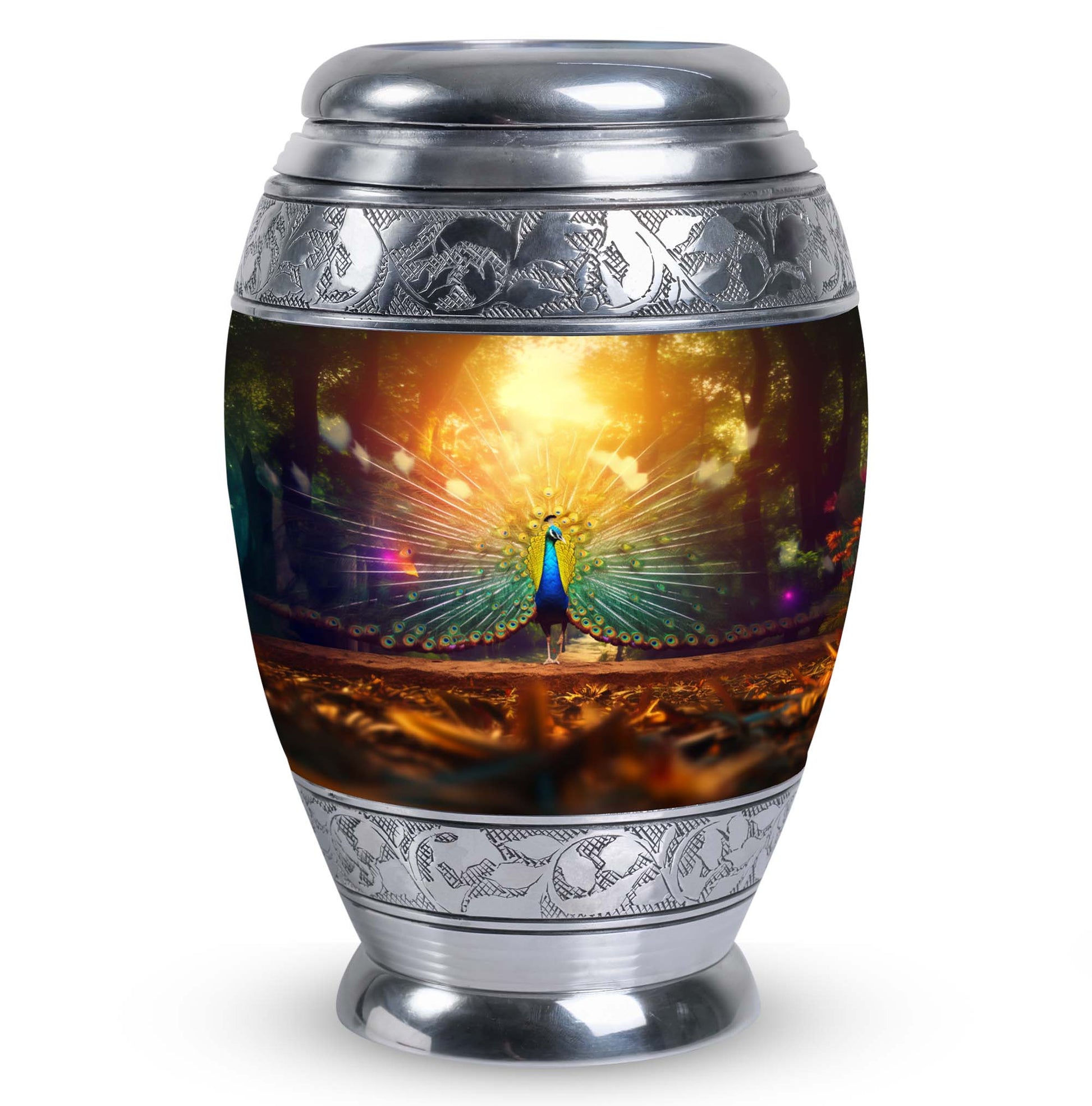 Peacock Feathers - Peacock Urn Teardrop Cremation Urn For Ashes