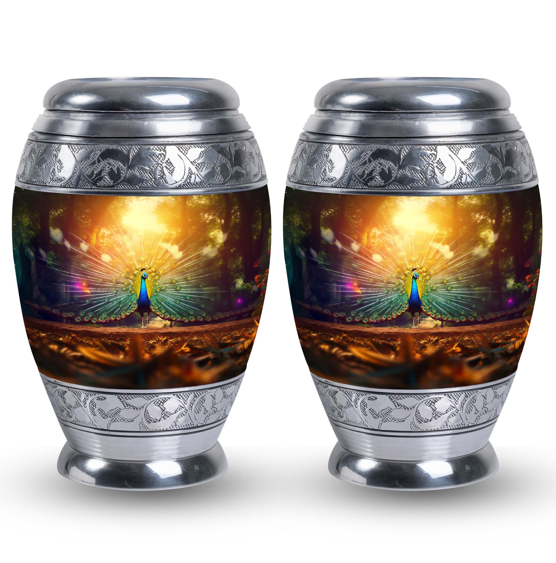 Peacock Feathers - Peacock Urn Teardrop Cremation Urn For Ashes