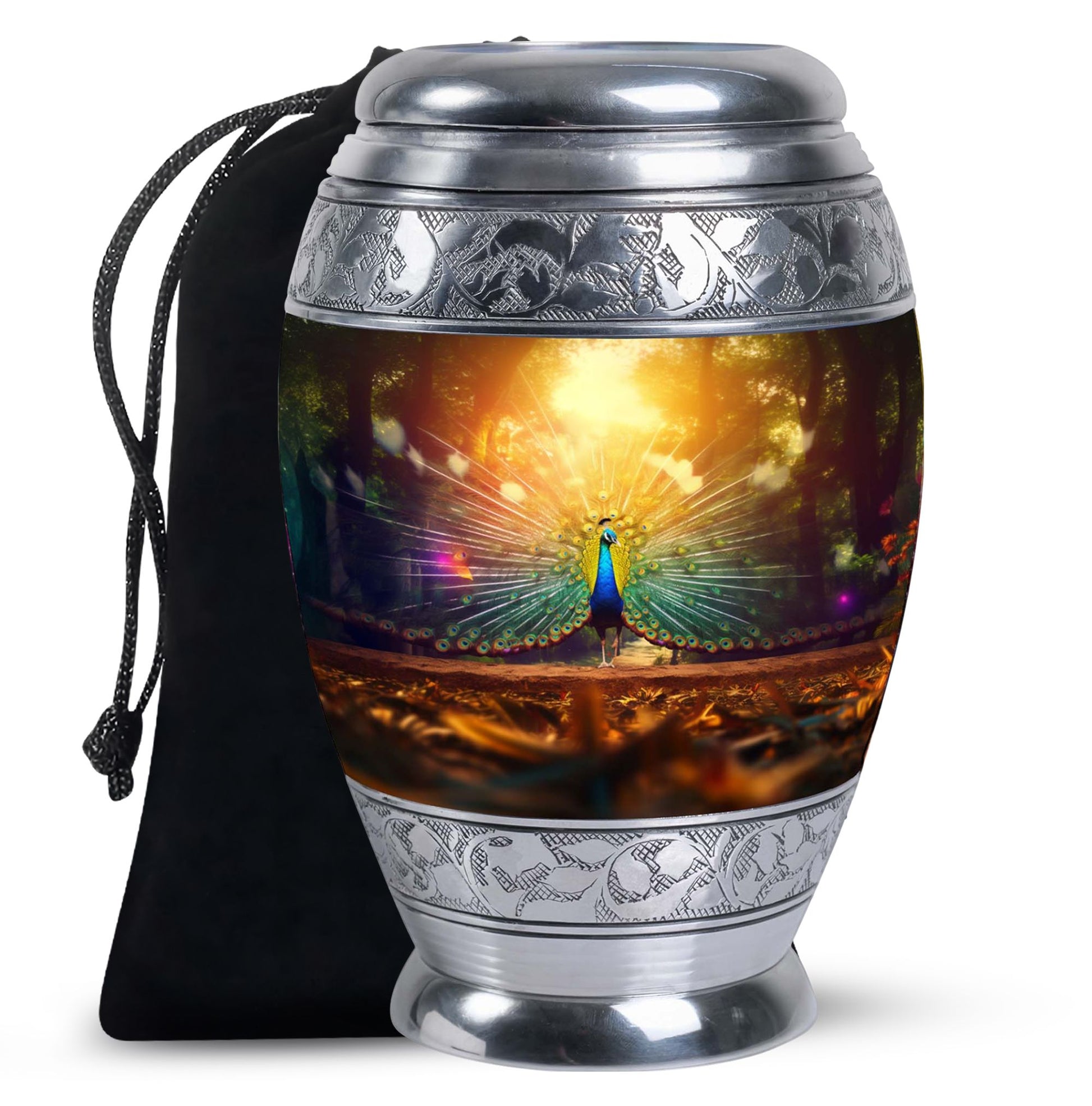 Peacock Feathers - Peacock Urn Teardrop Cremation Urn For Ashes