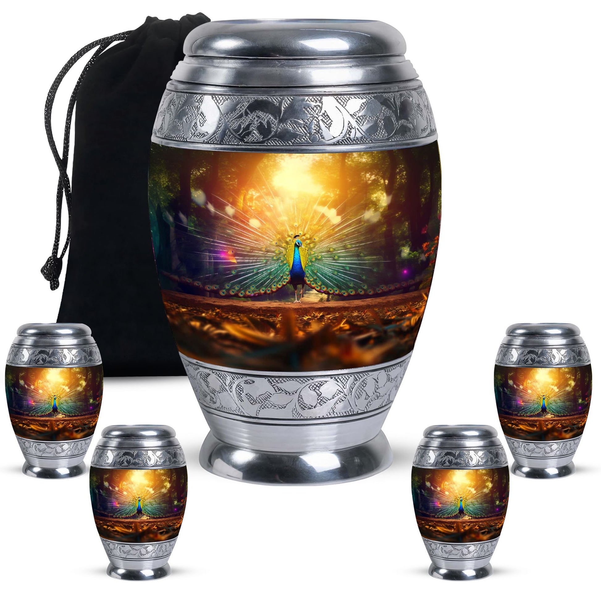 Peacock Feathers - Peacock Urn Teardrop Cremation Urn For Ashes