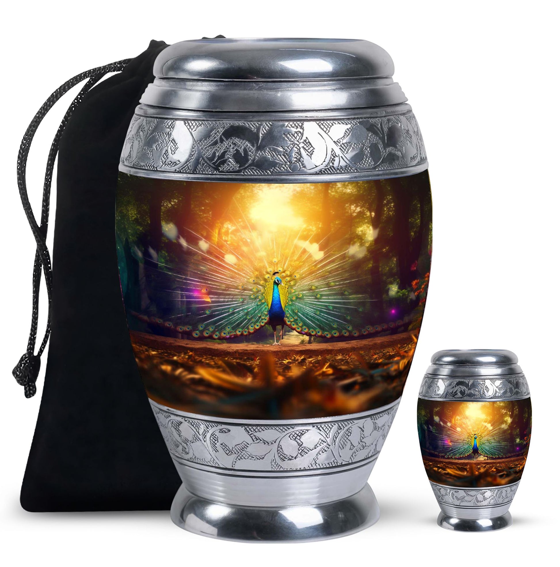 Peacock Feathers - Peacock Urn Teardrop Cremation Urn For Ashes