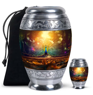 Peacock Feathers - Peacock Urn Teardrop Cremation Urn For Ashes