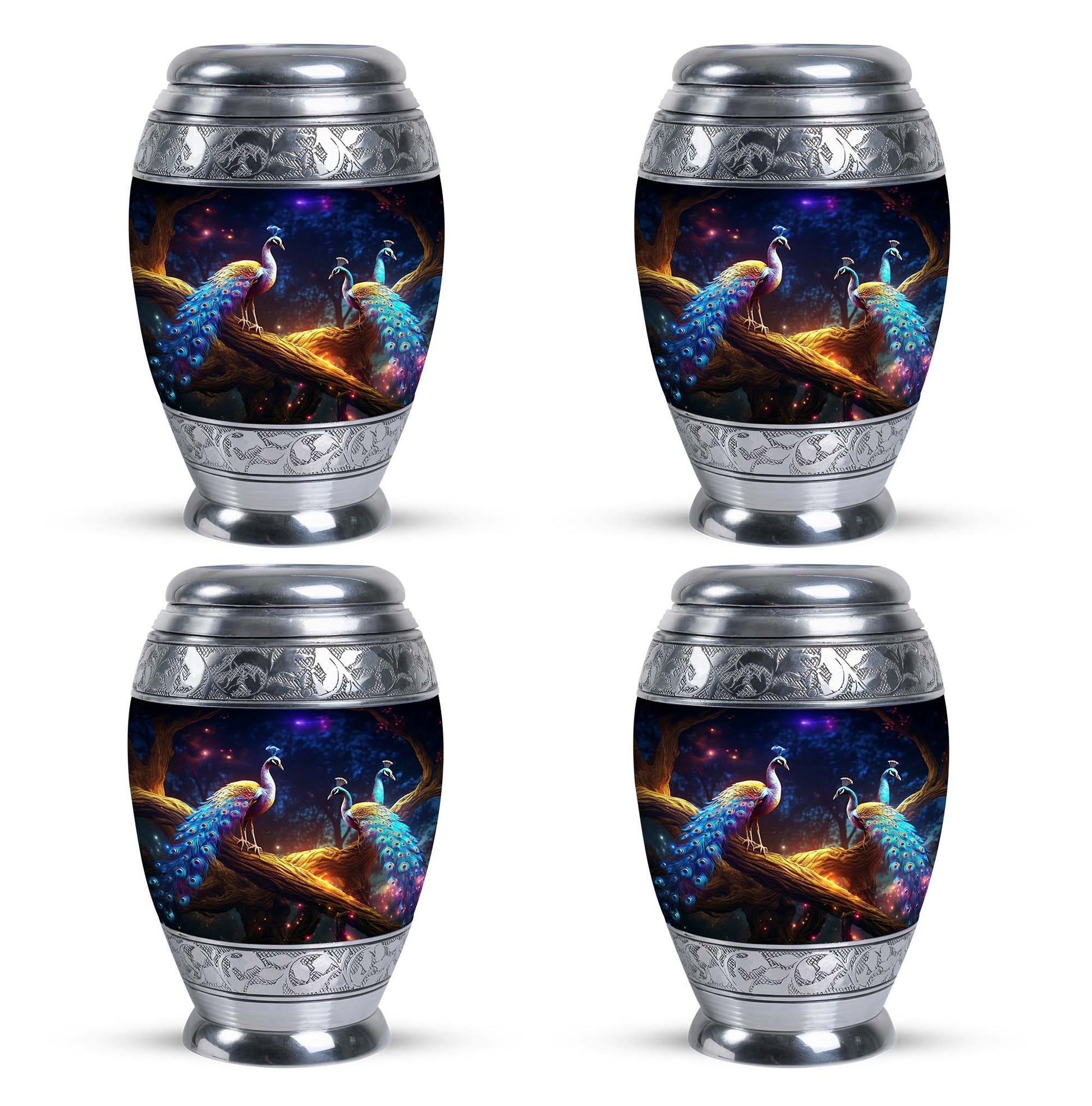 Peacock Due Face Off - Peacock Urn Teardrop Shaped Urns For Ashes