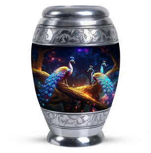 Peacock Due Face Off - Peacock Urn Teardrop Shaped Urns For Ashes