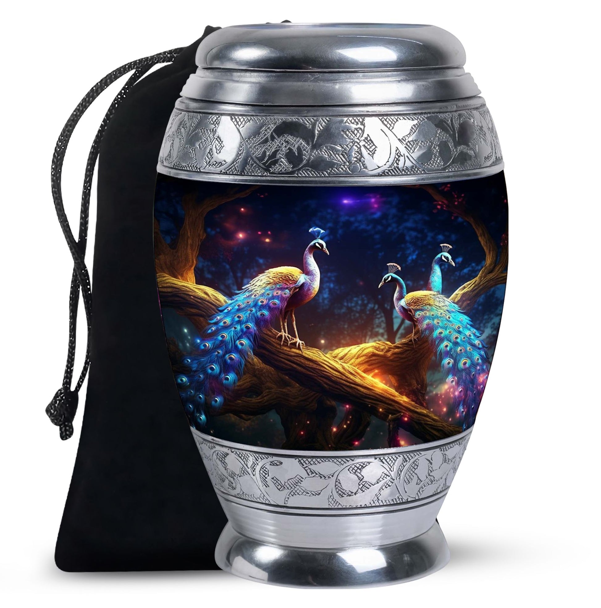 Peacock Due Face Off - Peacock Urn Teardrop Shaped Urns For Ashes