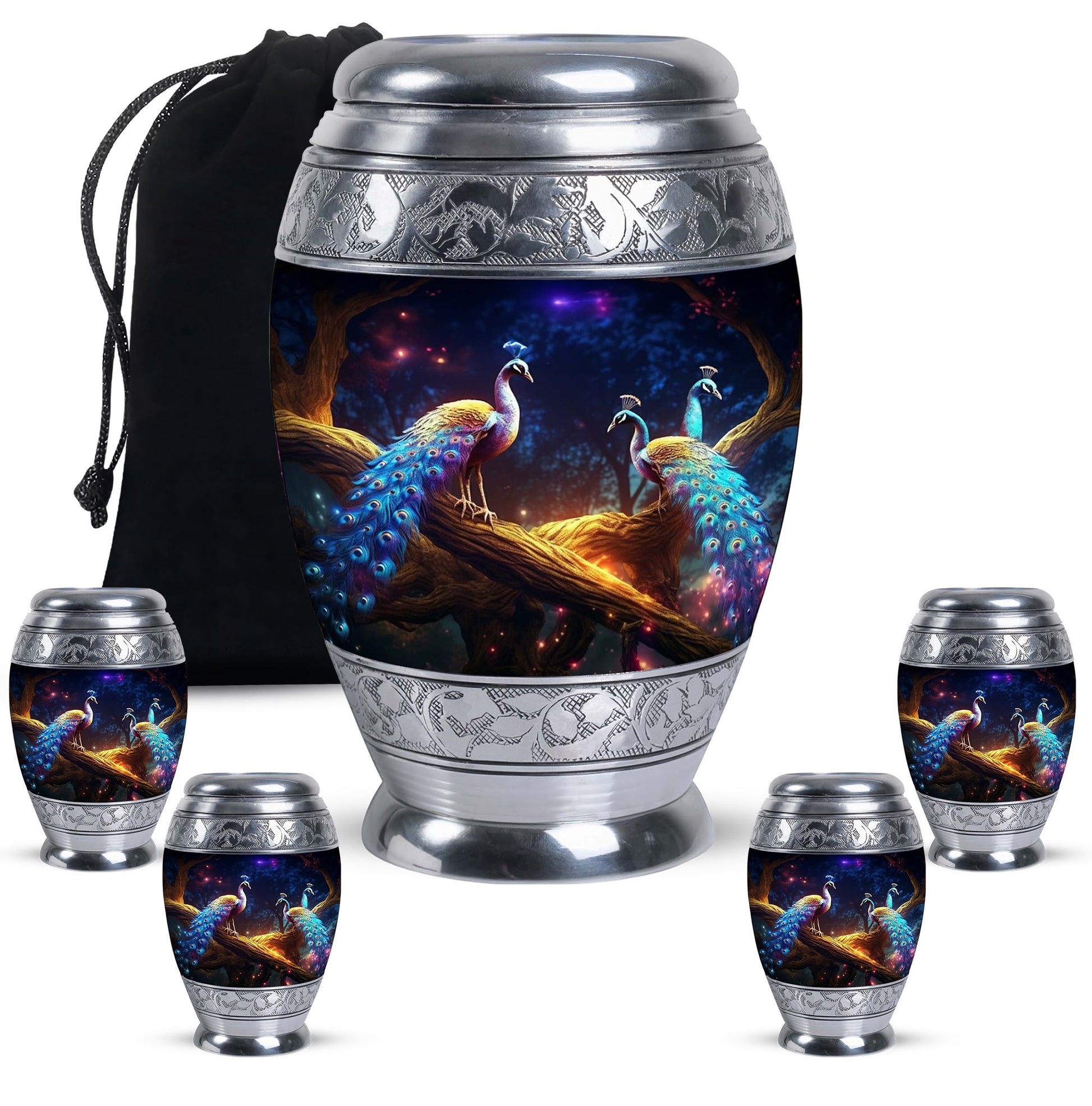 Peacock Due Face Off - Peacock Urn Teardrop Shaped Urns For Ashes
